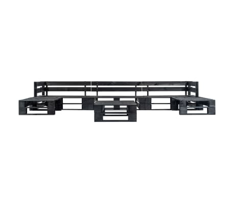 vidaXL Canap&eacute;s de jardin palette 6 pcs Noir Bois