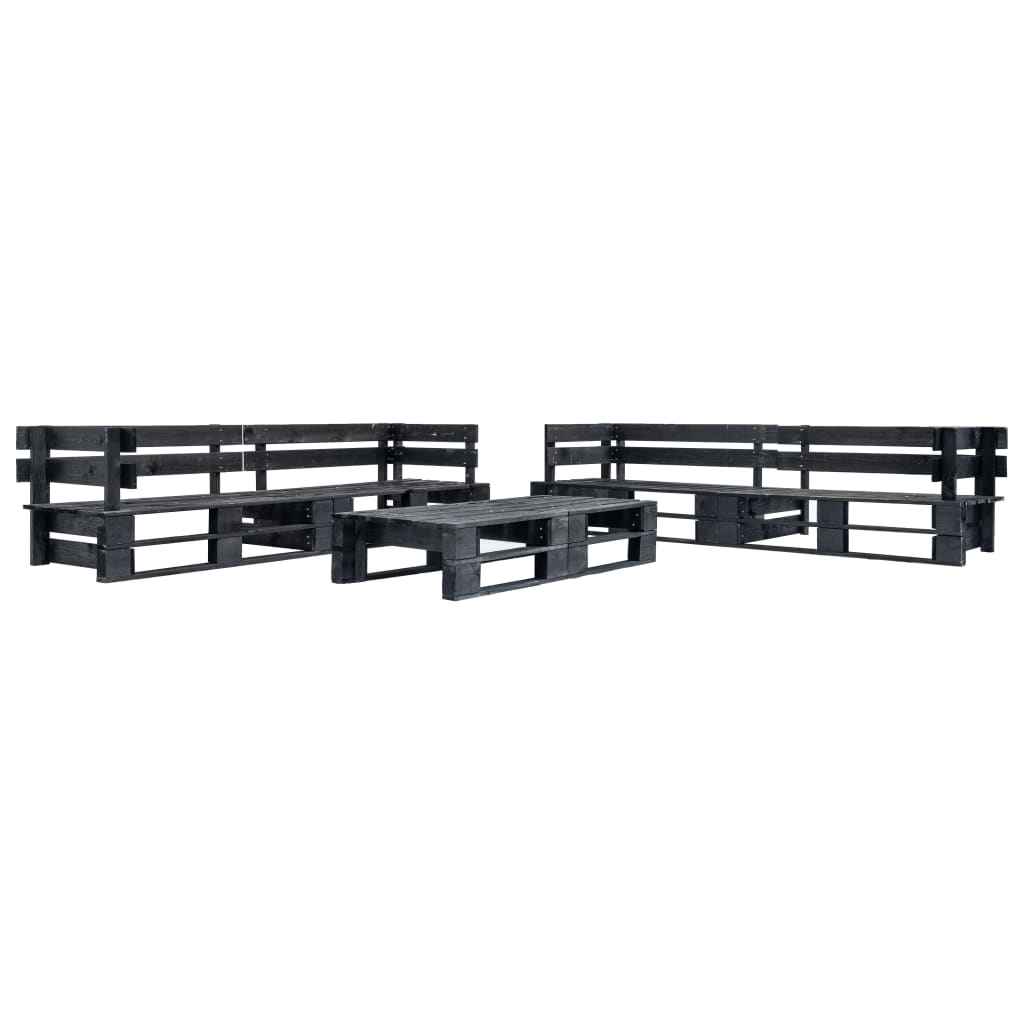 Canapés de jardin palette 6 pcs noir bois