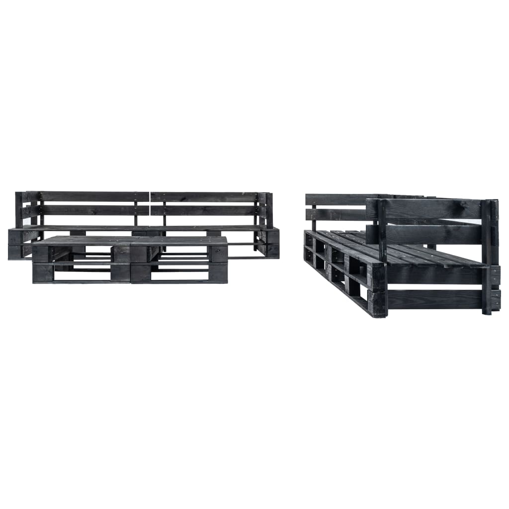 vidaXL 6-delige Loungeset pallet hout zwart