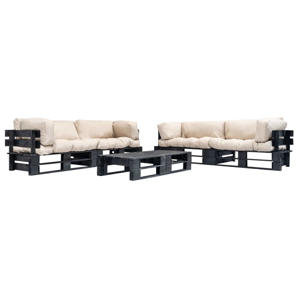 vidaXL Set mobilier grădină paleți cu perne nisipii, 6 piese, lemn