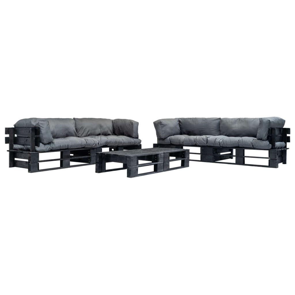 vidaXL 6dílný zahradní sedací set z palet šedé podušky dřevo