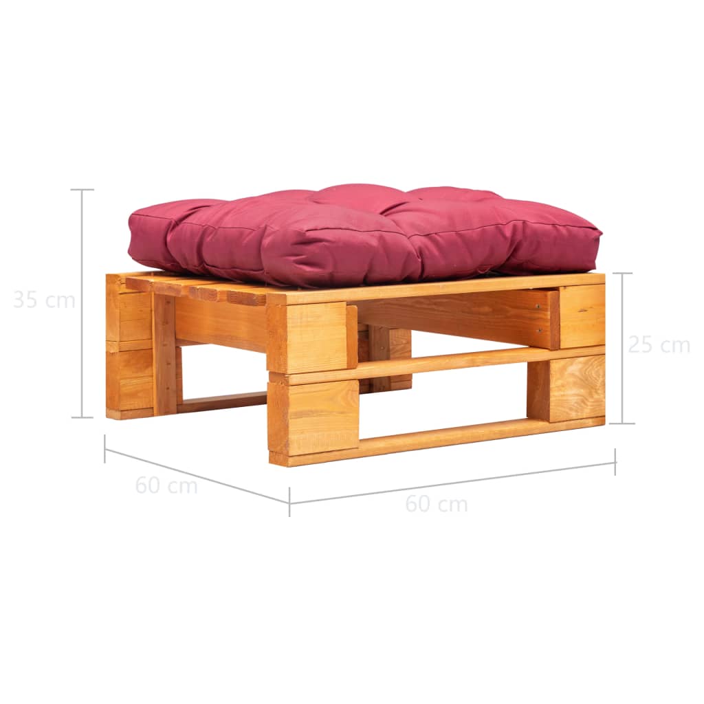 Repose-pied Palette De Jardin Et Coussin Rouge Marron Miel Bois VidaXL 10 width=274