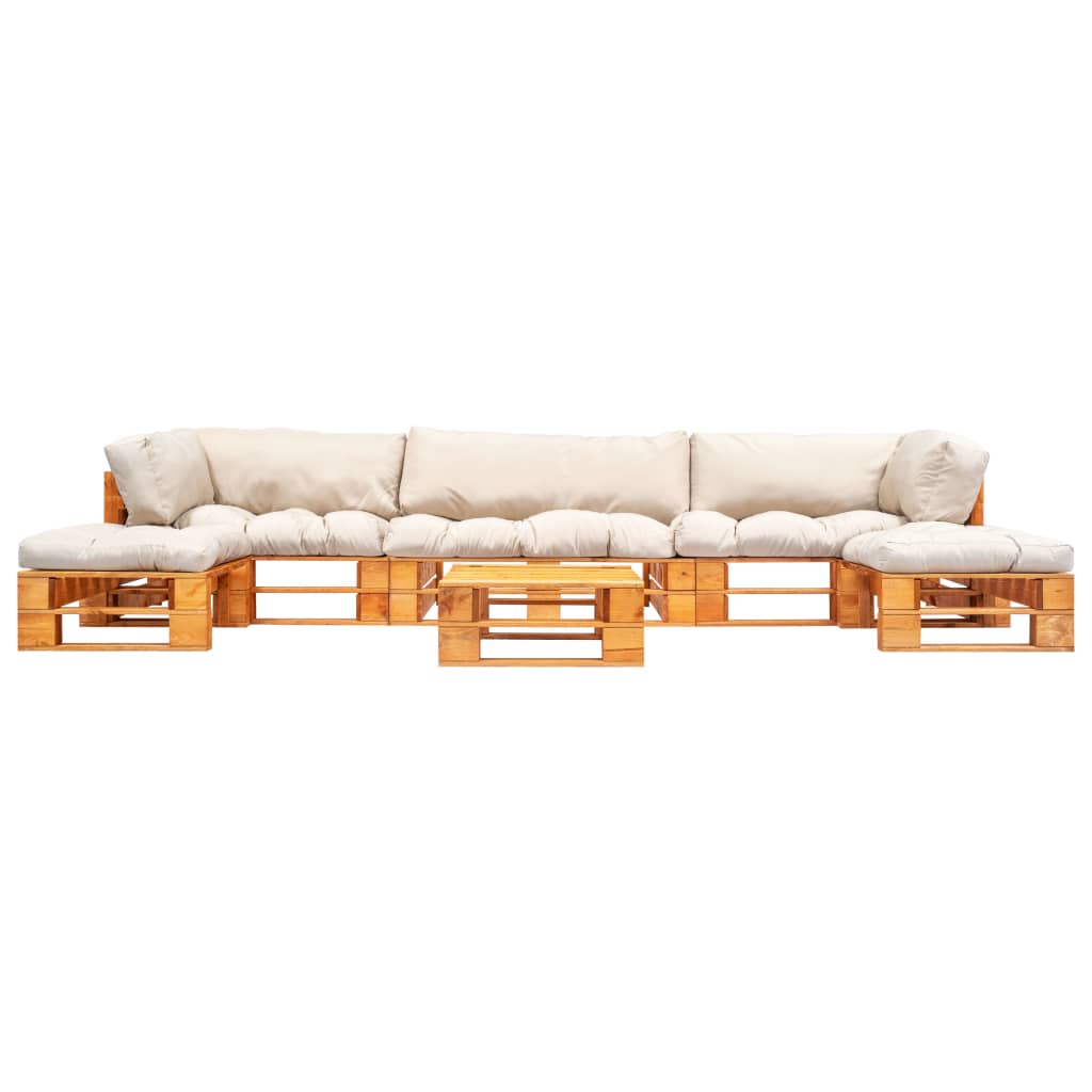 

vidaXL 6-delige Loungeset pallet met zandkleurige kussens hout