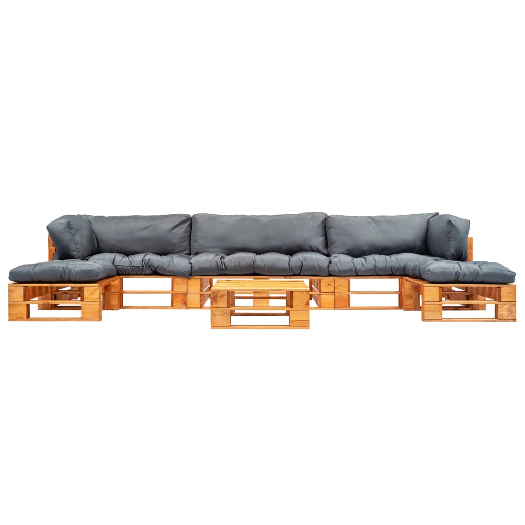 

vidaXL 6-delige Loungeset pallet met grijze kussens hout