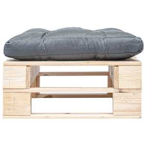 vidaXL Tuinpoef met grijs kussen pallet hout naturel