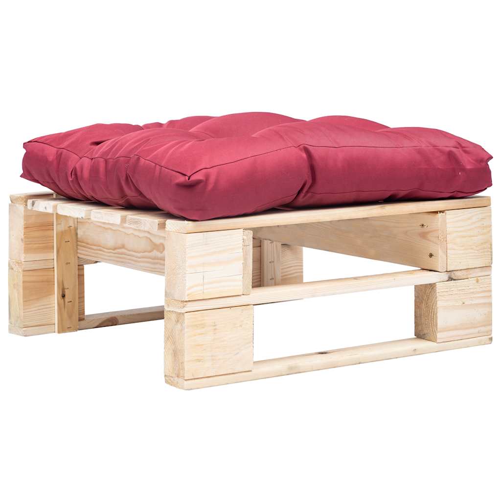 vidaXL Pallottoman med r&ouml;d dyna naturlig tr&auml;