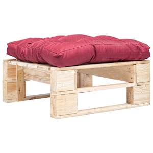 Vrtni tabure iz palet z rdečo blazino naravni les