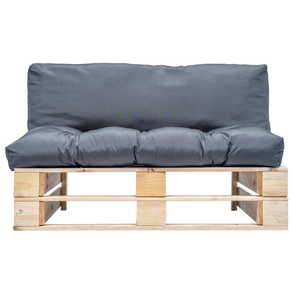Thumbnail - vidaXL Outdoor-Sofa Paletten mit Kissen in Grau Kiefernholz