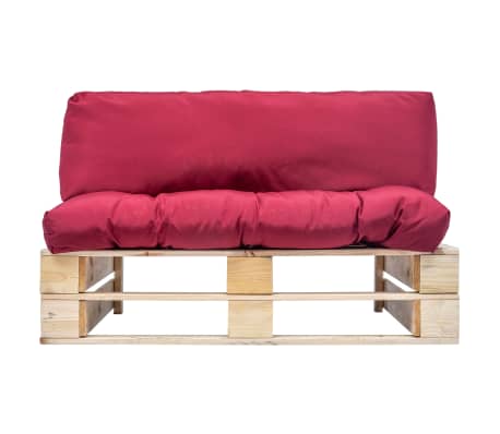 vidaXL Canapea din paleți de grădină, perne roșii, lemn de pin