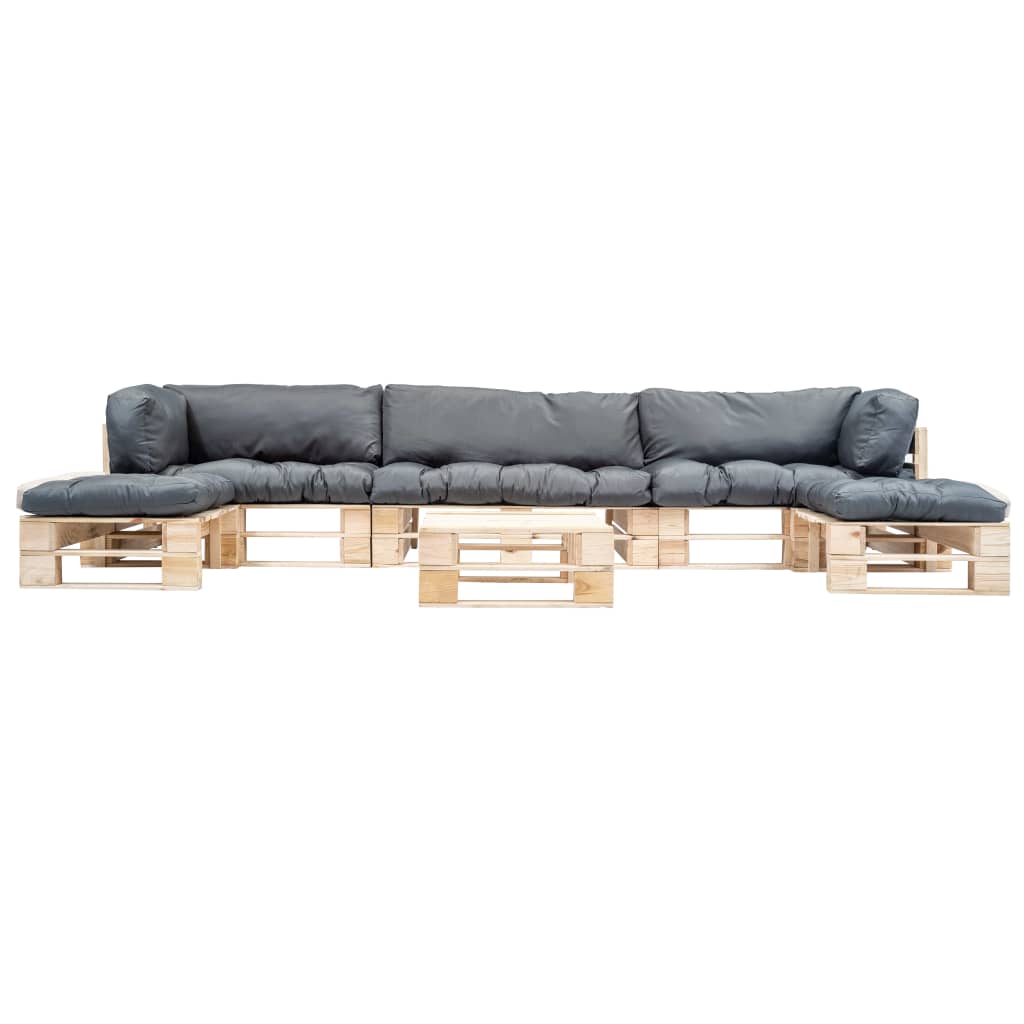 

vidaXL 6-delige Loungeset pallet met grijze kussens hout