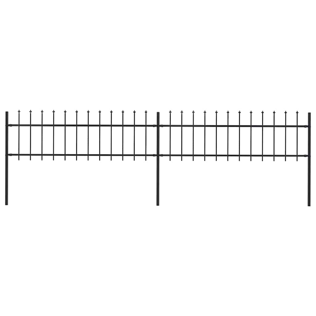 

vidaXL Garden Fence with Spear Top Steel 133.9"x23.6" Black