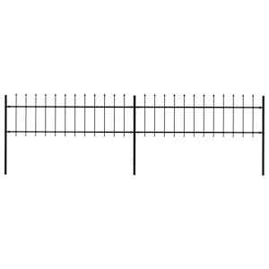 Zahradní plot s kopím nahoře ocelový 359 x 60 cm černý - obrázek 1