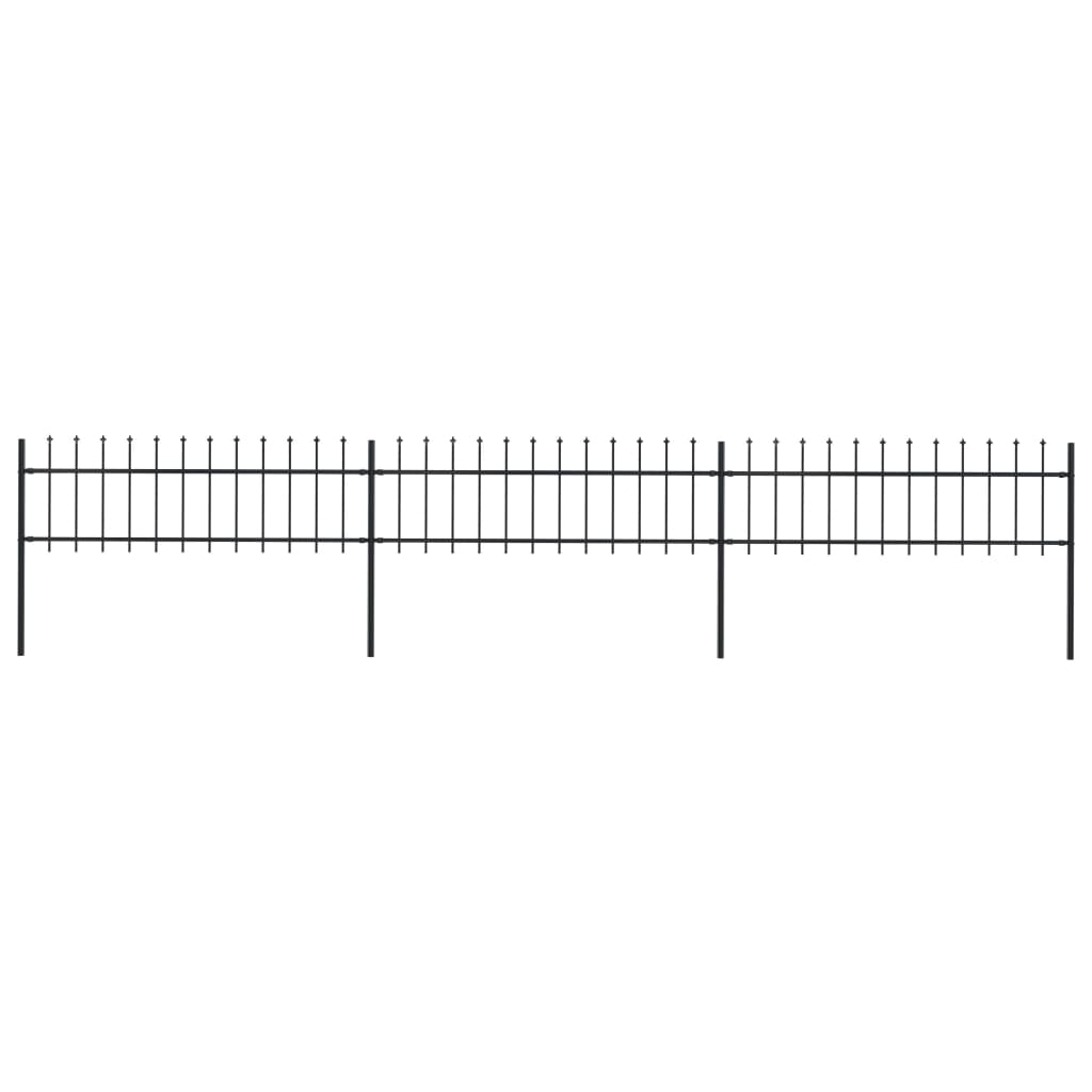 

vidaXL Garden Fence with Spear Top Steel 200.8"x23.6" Black