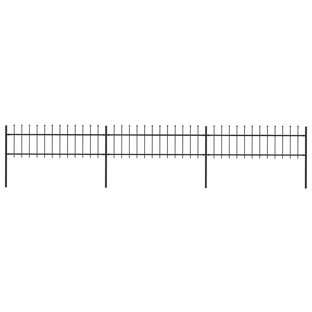 vidaXL Gartenzaun mit Speerspitzen Stahl 5,1 x 0,6 m Schwarz
