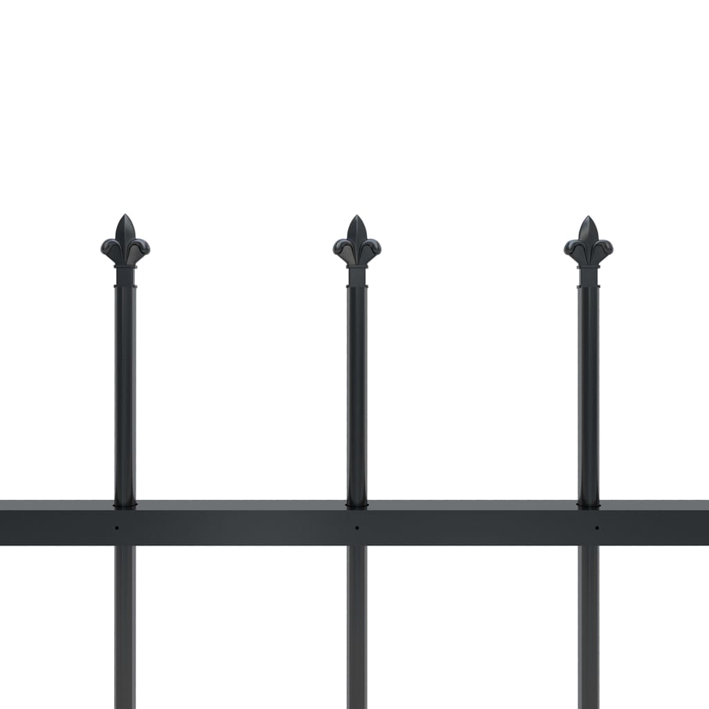 vidaXL Garden Fence with Spear Top Steel 267.7"x23.6" Black