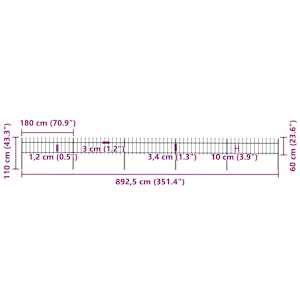 Zahradní plot s kopím nahoře ocelový 892,5 x 60 cm černý - obrázek 5