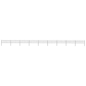 Zahradní plot s kopím nahoře ocelový 1603,5 x 60 cm černý - obrázek 1