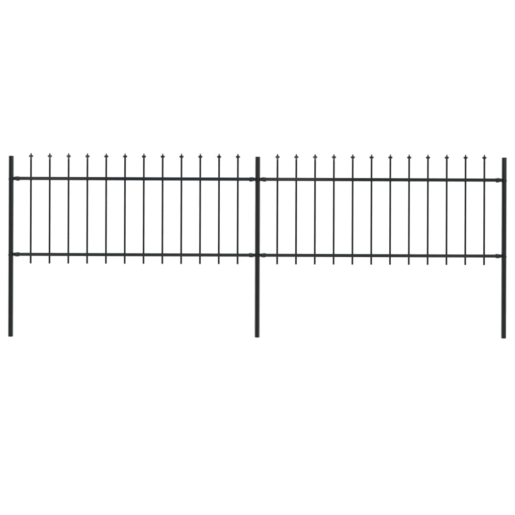vidaXL Gard de grădină cu vârf suliță, negru, 3,4 x 0,8 m, oțel