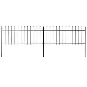 Zahradní plot s kopím nahoře ocelový 359 x 80 cm černý - obrázek 1