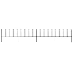 Zahradní plot s kopím nahoře ocelový 714,5 x 80 cm černý - obrázek 1