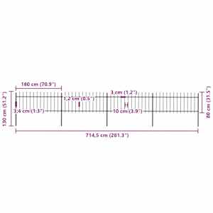 Zahradní plot s kopím nahoře ocelový 714,5 x 80 cm černý - obrázek 5