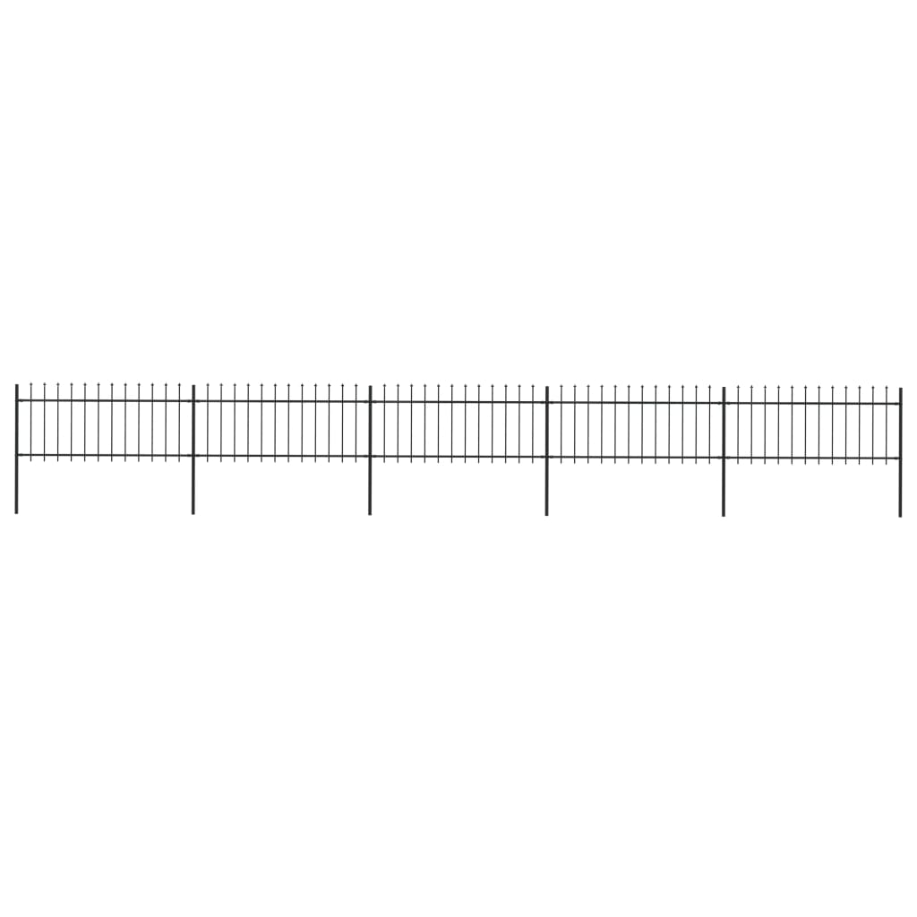vidaXL Gard de grădină cu vârf suliță, negru, 8,5 x 0,8 m, oțel vidaXL