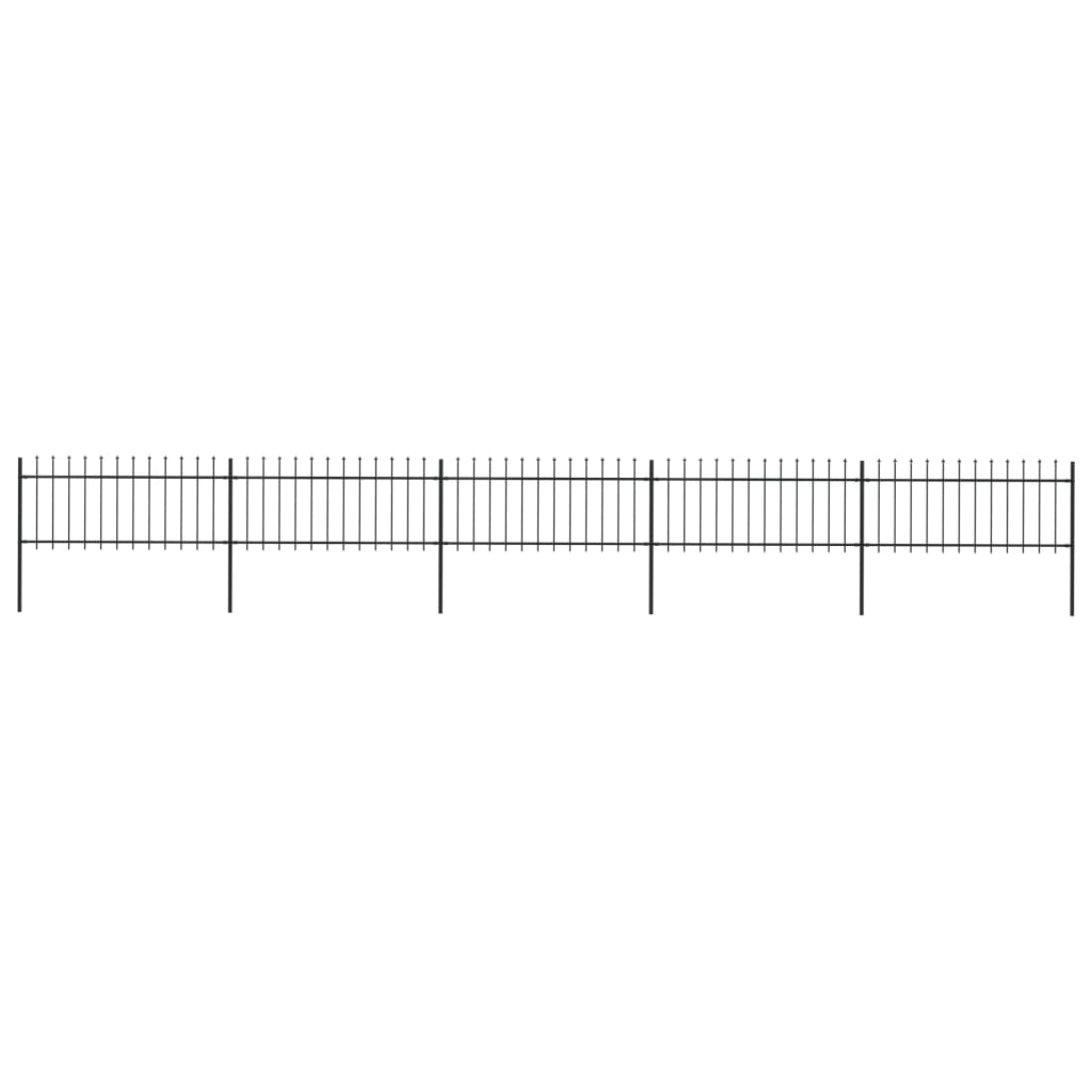 vidaXL Gartenzaun mit Speerspitzen Stahl 8,5 x 0,8 m Schwarz