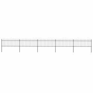 Zahradní plot s kopím nahoře ocelový 892,5 x 80 cm černý - obrázek 1