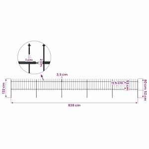 Zahradní plot s kopím nahoře ocelový 838 x 80 cm černý - obrázek 5