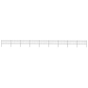 Zahradní plot s kopím nahoře ocelový 1603,5 x 80 cm černý - obrázek 1