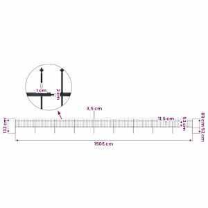 Zahradní plot s kopím nahoře ocelový 1506 x 80 cm černý - obrázek 5