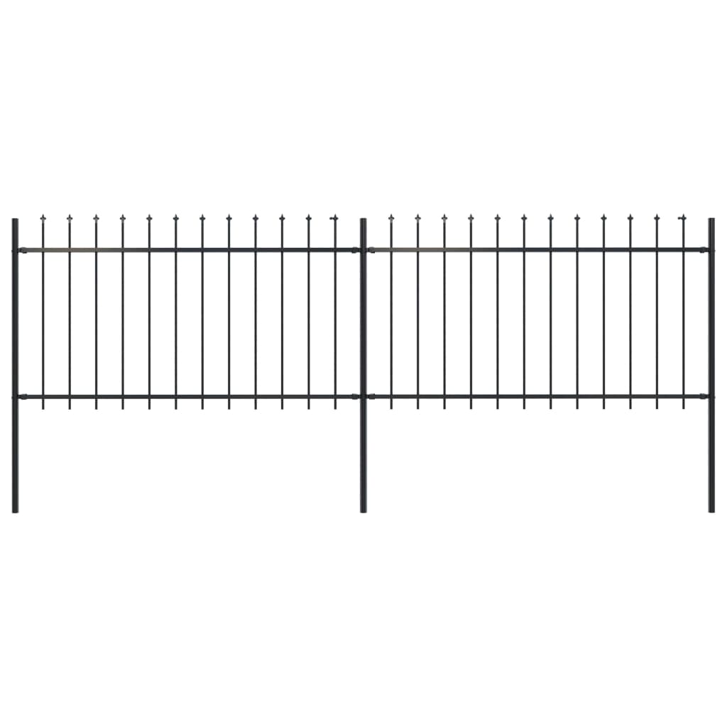 vidaXL Gard de grădină cu vârf suliță, negru, 3,4 x 1 m, oțel vidaXL