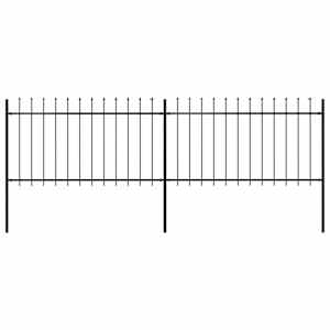 Zahradní plot s kopím nahoře ocelový 359 x 100 cm černý - obrázek 1