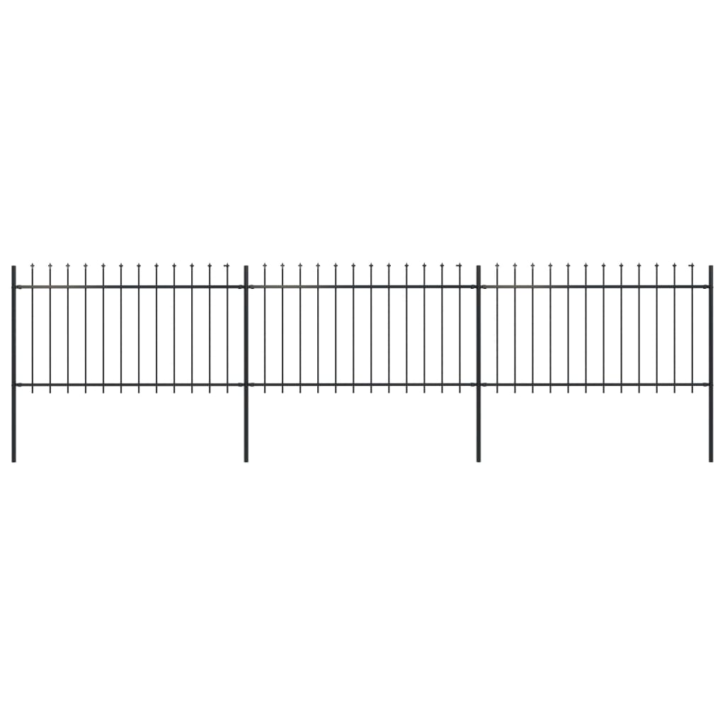 vidaXL Gard de grădină cu vârf suliță, negru, 5,1 x 1 m, oțel