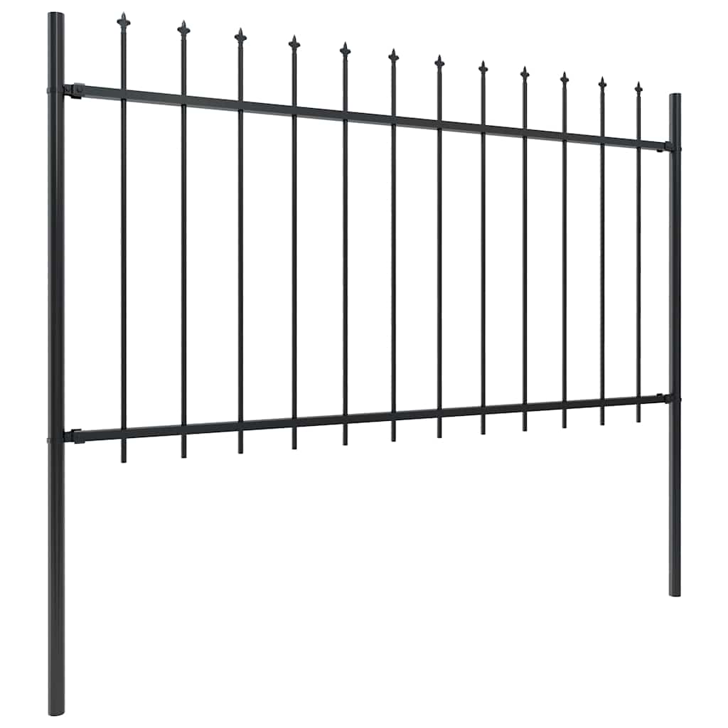 vidaXL Záhradný plot s vrchnou časťou z ocele 714,5x100 cm čierny