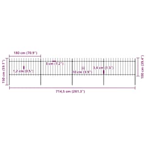 Zahradní plot s kopím nahoře ocelový 714,5 x 100 cm černý - obrázek 5