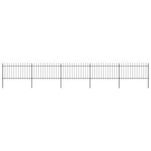 Zahradní plot s kopím nahoře ocelový 892,5 x 100 cm černý - obrázek 1