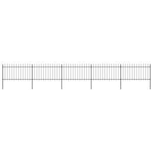Vrtna ograja s suličastim vrhom jeklo 892,5 x 100 cm črna