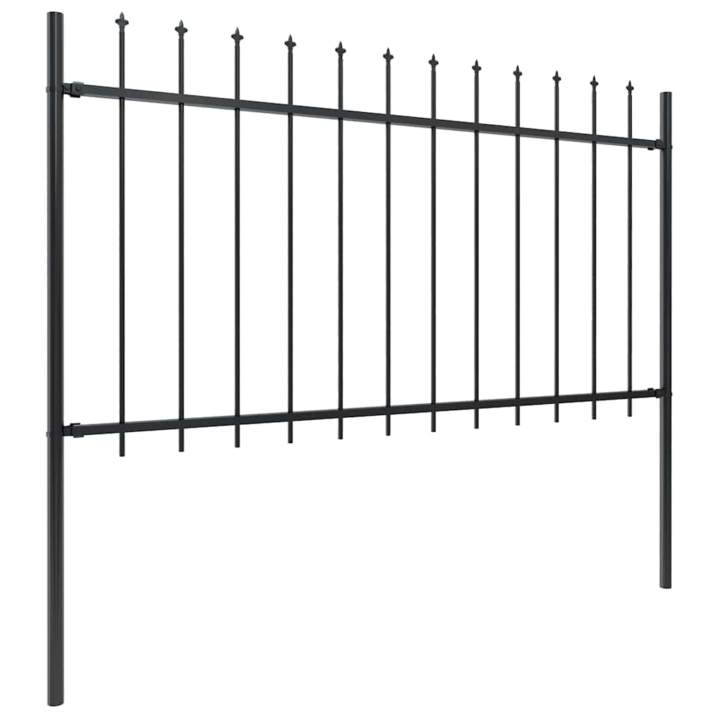 vidaXL Záhradný plot s vrchnou časťou z ocele 892,5x100 cm čierny