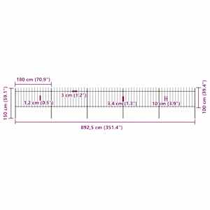 Zahradní plot s kopím nahoře ocelový 892,5 x 100 cm černý - obrázek 5