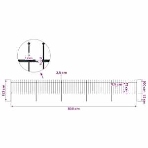 Zahradní plot s kopím nahoře ocelový 838 x 100 cm černý - obrázek 5