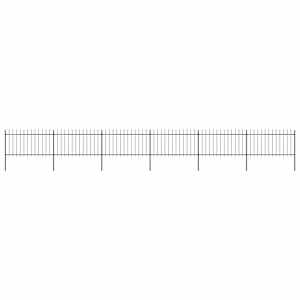 Zahradní plot s kopím nahoře ocelový 1070 x 100 cm černý - obrázek 1