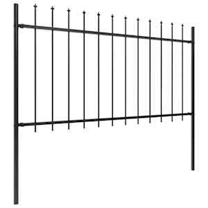 Zahradní plot s kopím nahoře ocelový 1070 x 100 cm černý - obrázek 2