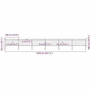 Zahradní plot s kopím nahoře ocelový 1070 x 100 cm černý - obrázek 5