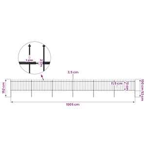 Zahradní plot s kopím nahoře ocelový 1005 x 100 cm černý - obrázek 5