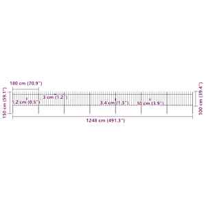 Zahradní plot s kopím nahoře ocelový 1248 x 100 cm černý - obrázek 5