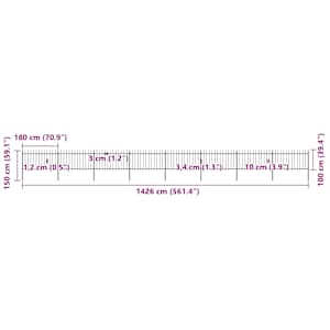 Zahradní plot s kopím nahoře ocelový 1426 x 100 cm černý - obrázek 5