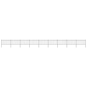 Zahradní plot s kopím nahoře ocelový 1603,5 x 100 cm černý - obrázek 1