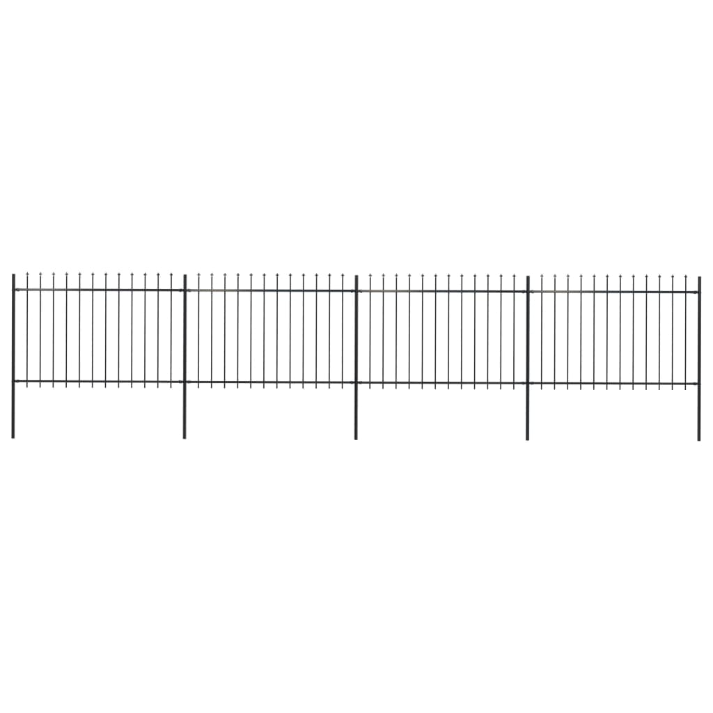 vidaXL Gard de grădină cu vârf suliță, negru, 6,8 x 1,2 m, oțel vidaXL