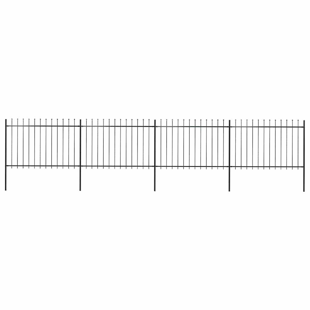 vidaXL Zahradní plot s kopím nahoře ocelový 714,5 x 120 cm černý